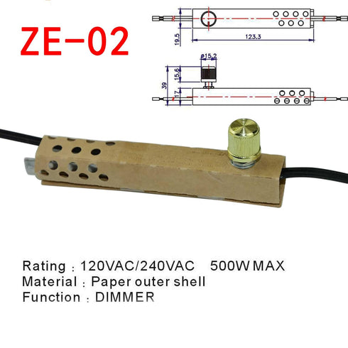 Zing Ear ZE-02 Rotary Dimmer Switch for Floor Lamps Halogen Incandescent LED Lights Bulbs 120VAC 240VAC 500W MAX Part Replacement Kits Repair Tool...