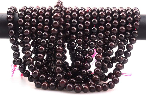 8mm Natural Garnet Stone Round Loose Stone Beads for Jewelry Making DIY Crafts Design 1 Strand 15" APPR.43-45pcs...