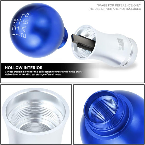J2 Engineering J2-SK-010-BL 2-Piece Ball Teardrop Style Aluminum 6-Speed Manual Transmission Shift Knob with Thread Adapters Fits M8 M10 M12,Blue/...