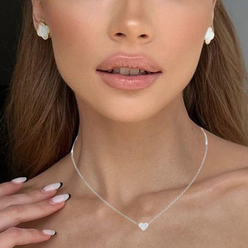 Simple Choker Heart Pendant Necklace for women (silver)...