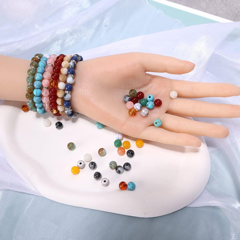Enjoymade Bead Jewelry Making Kit DIY Imitation Gemstone Crystal Beads, Round Shape, Comprehensive Beading Kit Perfect for Statement Bracelet Maki...