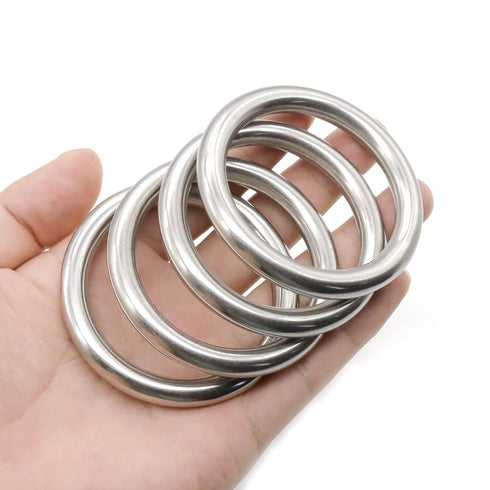 Heavy Duty Stainless Steel Metal O-Ring Welded Metal Round Rings for Camping Belt, Luggage Hardware Accessories (4, 8 x 50mm ID)...