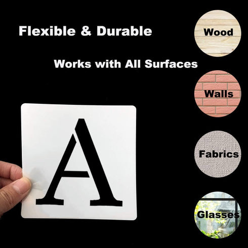 4 Inch Alphabet Letter Stencils for Painting - 70 Pack Letter and Number Stencil Templates with Signs for Painting on Wood, Reusable Letters and N...