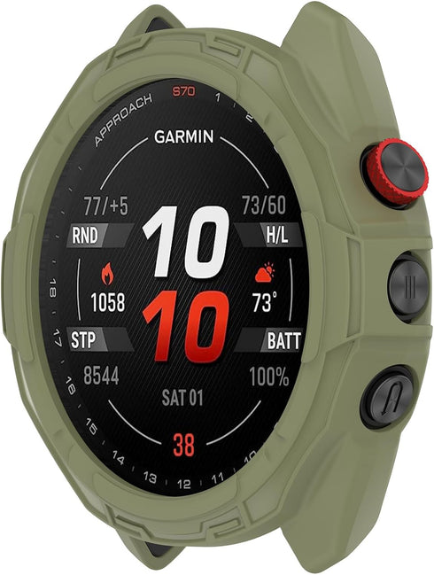3 Pack/Set Protective Cases Intended for Approach S70 Watch Cases Acceassories Compatible with Garmin Approach S70 Smartwatch (Black,Green,Beige, ...