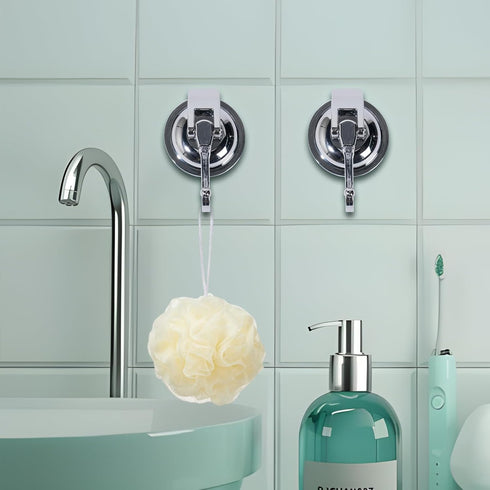 2 Pcs Suction Cup Hooks for Shower, Heavy Duty Shower Hooks for Inside Shower, No Drill Towel Hooks for Bathrooms, Hanger Suction Hooks for Wall, ...