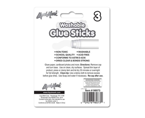 3 Pack 8g Washable Glue Stick - Blister Card...