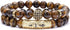 BOMAIL 8mm Tiger Eye Stone Beads Bracelet Elastic Natural Stone Yoga Bracelet for Women Men...