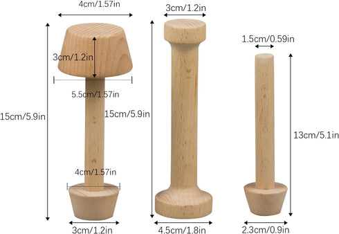3Pcs Tart Tamper Set, Portable Wooden Double Side Pie Pastry Dough Tamper, Wooden Egg Tart Mold, DIY Cake Pastry Tools for Egg Tart, Pasta, Cheese...