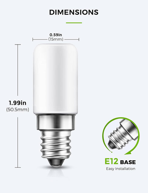 LOHAS LED C7 S6 Night Light Bulb, 15 Watt Light Bulbs Equivalent(1.5W), Mini LED Bulb Candelabra E12 Base, Soft/Warm White 3000K LED, Small Light ...