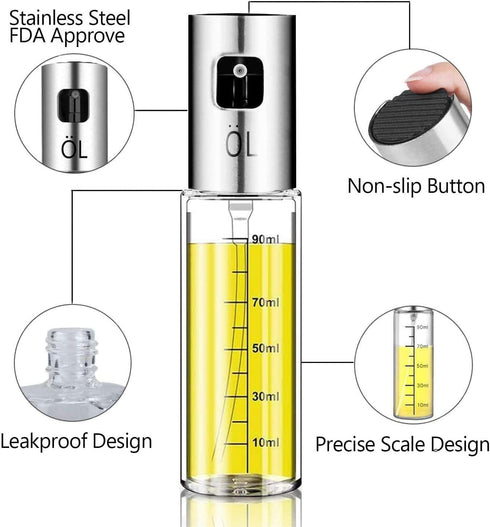 Oil Sprayer for Cooking, Olive Oil Spray Bottle for Kitchen 100ml Glass Olive Oil Sprayer Mister Oil Vinegar Spritzer Sprayer Glass Bottles for Co...