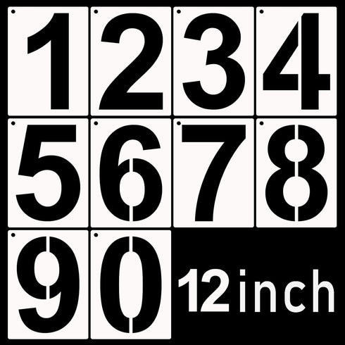 DXCYZ 12 Inch Large Number Stencils Kit 0-9 Address Number Stencil, 10PCS Reusable Plastic Painting Number Templates for Mailbox Signs, Door, Cars...