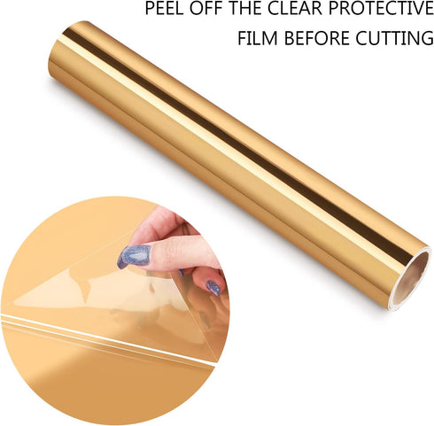 TECKWRAP Light Gold Chrome Vinyl Permanent Chrome Gold Adhesive Vinyl Roll 1ftx5ft...