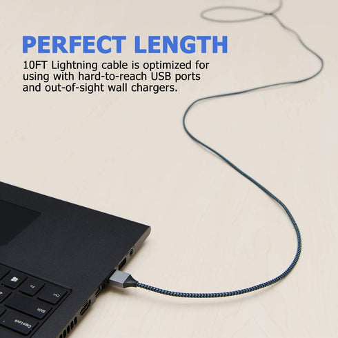 iPhone Charger, Sundix 3Pack 9ft Lightning Cable iPhone Charger Cable Nylon Braided Charging Cord Compatible iPhone 14/13/12/12Pro/12ProMax/11/11P...