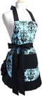 G2PLUS Mothers Aprons for Women with Pockets, Extra Long Ties, Vintage Damask Apron, Perfect for Kitchen Cooking, Baking and Gardening, 28 x 27 In...