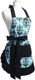 G2PLUS Mothers Aprons for Women with Pockets, Extra Long Ties, Vintage Damask Apron, Perfect for Kitchen Cooking, Baking and Gardening, 28 x 27 In...