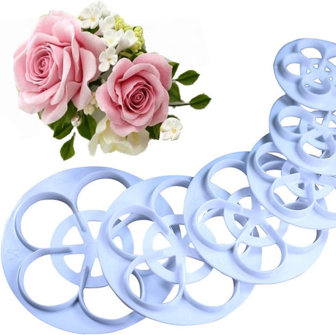 KALAIEN Rose Flower Cutters Set Gumpaste Flowers Modelling Tools for Cake Decorating Cookie Mold Sugarcraft Plunger Cutter Mold Set of 6...