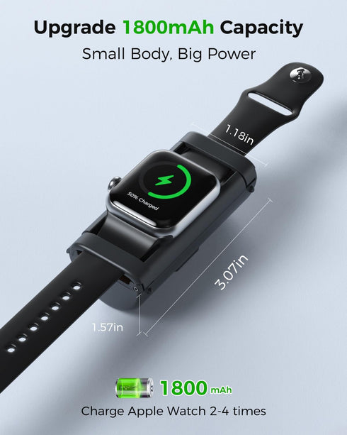 NEWQ Lockable Mini Portable Charger for Apple Watch Power Bank Keychain 1800mAh iwatch Magnetic Charger for Apple Watch Series 9/8/7/6/5/4/3/2/1/S...