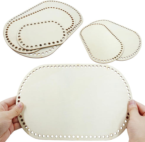Waziaqoc 3PCS Wooden Basket Bottom, Wooden Crochet Bag Bottom Oval Wood Base for DIY Basket Weaving Supplies...