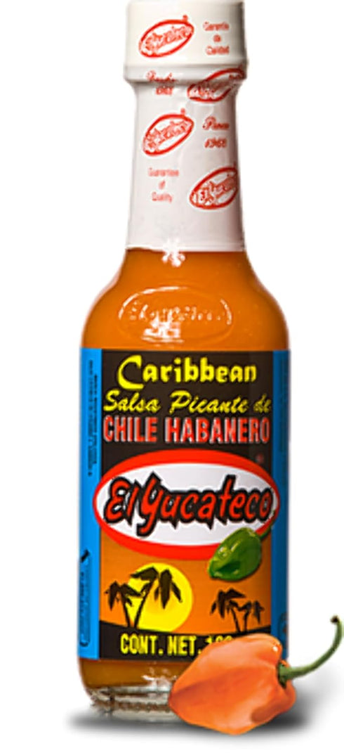 El Yucateco Caribbean Habanero Hot Sauce, 4oz Bottle...
