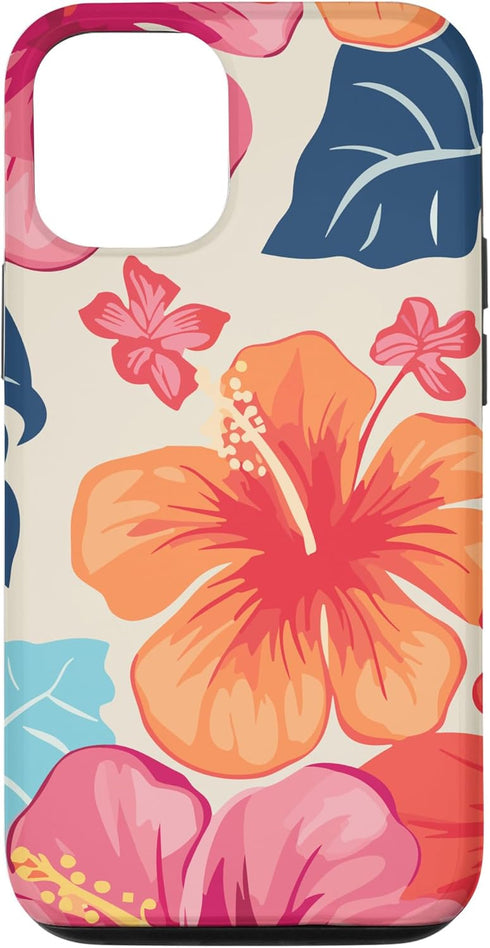 iPhone 15 Pro Hibiscus Flower, Summer Floral Hawaiian Pattern, Flowers Case...