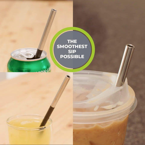 STRO Portable Reusable Metal Straw with Travel Case & Built-in Cleaning Brush, Stainless Steel Straws Drinking Straw for 20 and 30 oz Tumblers, Ca...