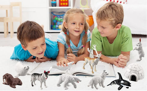 10pcs Arctic Animals Figurines,Mini Arctic Animal Toy Set, Arctic Circle Ocean Sea Animal Figurines Playset for Kids Educational Toys -Cake Topper...