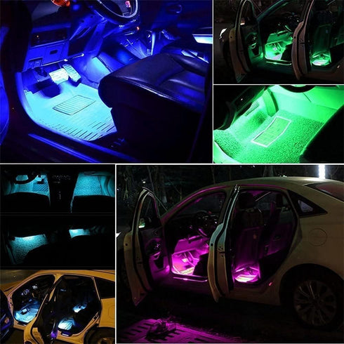 Car LED Strip Light,Uniwit 4 Pieces DC 12V Multicolor Car Interior Music Light LED Underdash Lighting Kit with Sound Active Function and Wireless ...