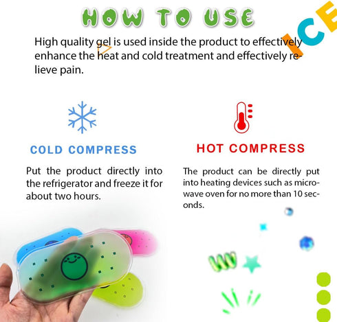 Boo Boo Ice Packs for Kids Toddler Reusable Baby Ice Pack, Kids Ice Pack, Hot or Cold Pack Gel Cooling Pad, for Pain Relief, Tired Eyes, Child Inj...