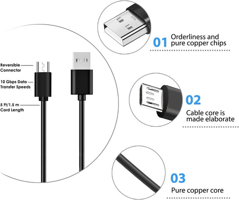 5FT USB Charger Charging Cord Cable Compatible with for Bushnell Wingman GPS Speaker, Bushnell Neo Ghost, Phantom,Treblab FX100 HD7 X5 XR700 XR500...
