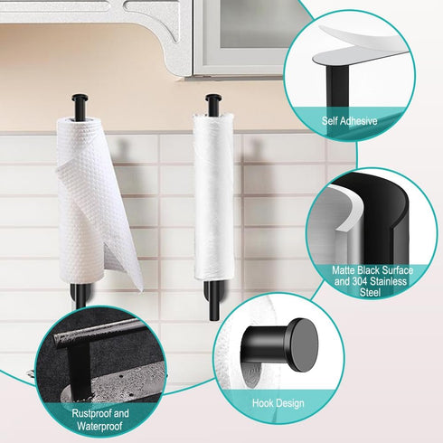 MGahyi Paper Towel Holder Wall Mount, Self Adhesive Or Drilling Under Cabinet Kitchen, 13.2 inch Stainless Steel Paper Towel Roll Rack, Towel Roll...