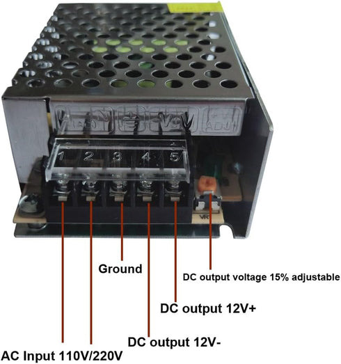 AC 110V/220V to DC 12V 5A 60W Universal Regulated Switching Power Supply Adapter Transformer Driver Converter for LED Strip Light, CCTV Security C...
