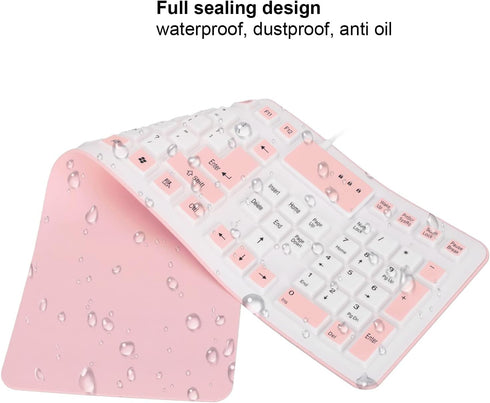 Foldable Silicone Keyboard, 106 Keys USB Wired Waterproof Rollup Keyboard Portable Silent Ergonomic Keyboard for PC Notebook Laptop()...