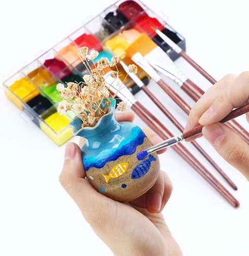 Transon Flat Paint Brush Set 7pcs for Acrylic Watercolor Gouache Oil and Body Painting...