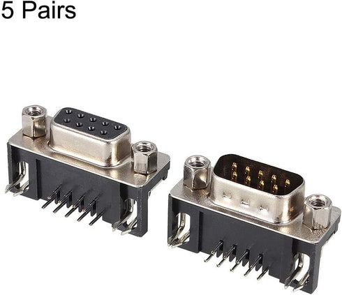 uxcell 5 Pairs RS232 Serial DB9 DB-9 9-Pin Male & Female Connector Jack Socket...