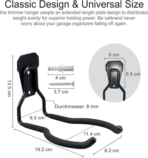 String Trimmer Hanger Bracket, Garden Lawn Trimmer Wall Mount, 1 Pcs Heavy Duty Weed Eater Rack For Garage. Garden Tool Organizer and Storage Hook...