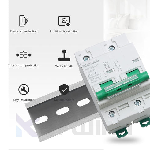 Miniature Circuit Breaker 500V DC circuit breaker 2Pole 100Amp smart circuit breaker DIN Rail Mount for Marine power systems,solar photovoltaic sy...