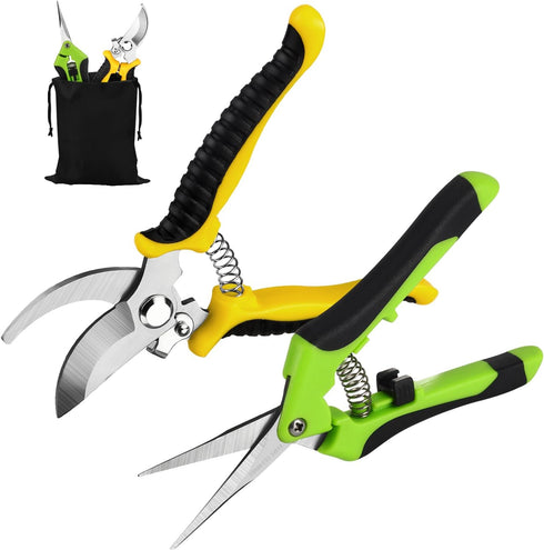 2 Packs Pruning Shears, Garden Shears, Garden Scissors, Garden Pruners Stainless Steel Pruning Shears for Gardening, Garden Clippers, Gardening To...