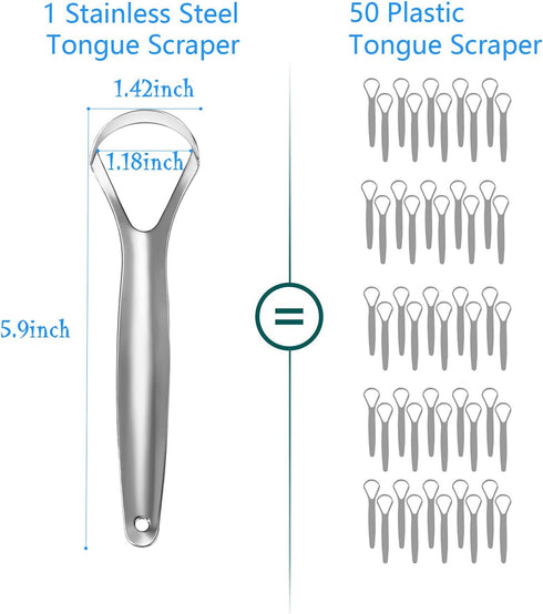 2 Pack Tongue Scraper Cleaner for Adults & Kids, Medical Grade Metal Tongue Scrapers with Travel Case, Wide-Head Tongue Cleaners Set for Fresh Bre...