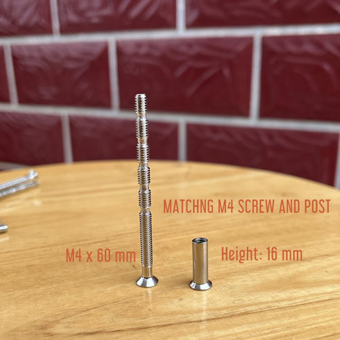 4 Set Sliding Door Handle Screw Post Replacement, M4 x 60mm Phillips Break Away Long Flat Countersunk Head Screws with Posts for Cabinet Drawer Do...
