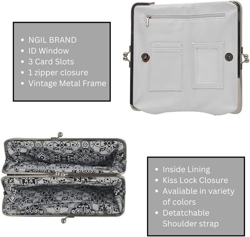 Double Frame Vintage Style Clutch Purse Wallet, Clutch Purses for Women, Wallet Women, Clutch, Travel Wallet Womens...