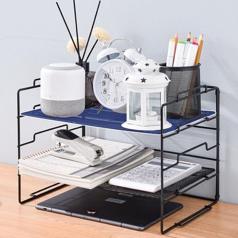 Multipurpose Desk Organizer Shelf - Space-Saving Mesh Desktop Rack, Stackable Supplies Storage for Office Accessories, Letter & Paper Tray Organiz...
