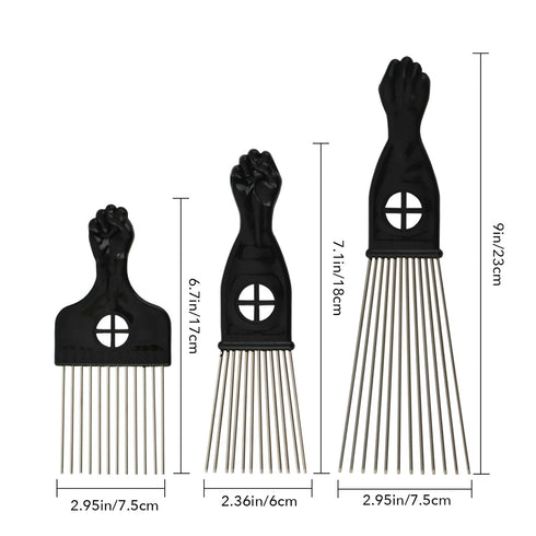 3 Pack Afro Pick,Hair Pick for Black Men,Salon-Style Hair Picks for Women,Comb With Metal Pick for Curly Hair,Essential Hairdressing Styling Tool ...