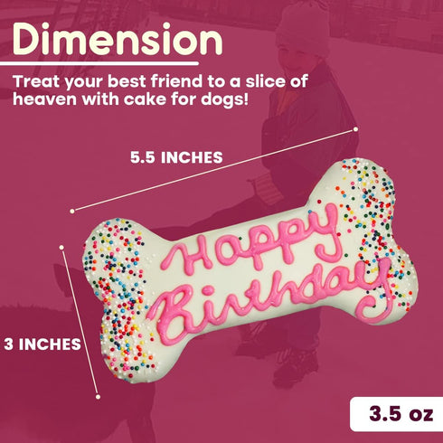 Girl Happy Birthday Dog Bone | Molasses Based Recipe with Human Grade Ingredients Wheat, Corn, and Soy Free | 100% Made in USA Edible Dog Bone for...