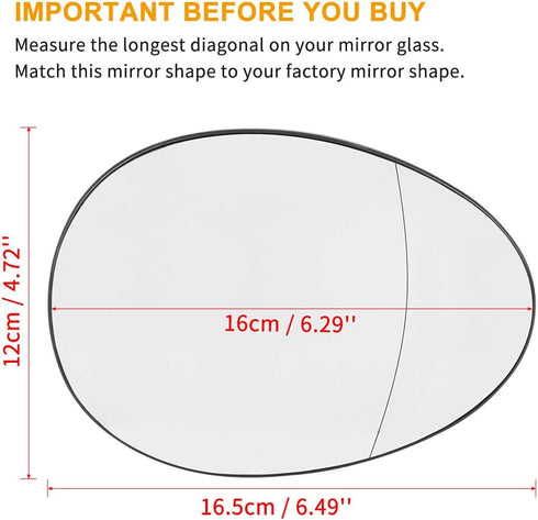 X AUTOHAUX Mirror Glass Heated with Backing Plate Passenger Side Right Side Rear View Mirror Glass for BMW for Mini Cooper 2007-2015...