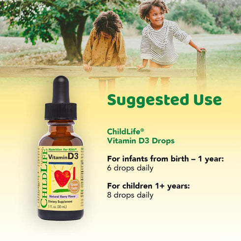 CHILDLIFE ESSENTIALS Vitamin D3 - Vitamin D Drops for Infants,Toddlers & Kid Supports Immune, Respiratory, Heart, & Bone Health, All-Natural, Non-...