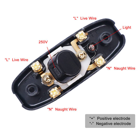 weideer 3 PCS Inline Cord Switch Appliance Button On/Off 10A 250V Inline Power Switch With LED light For Table Lamp Desk Light Bed Lamp GW320-BK...