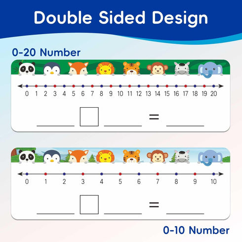 30 Pcs Number Line Dry Erase Whiteboard Card, 4”x12” Double Sided Dry Erase Board 0-10 on One Side 0-20 on Other Side, Students Home Classroom Mus...