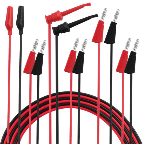 Multimeter Leads, Electrical Test Lead Kit - Banana to Alligator Clips, Banana to Banana Plugs, Banana to Plounger Mini Hooks Multimeter Leads Set...