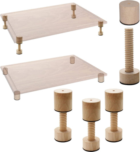 Cutting Board Adjustable Feet, Wood Adjustable Feet for Countertop Cutting Board- Kit to Elevate and Skid-Proof Your Cutting Board (Beige)...