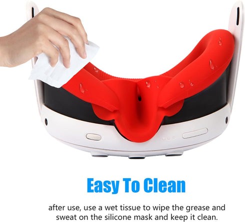 2Pcs VR Face Pad for Oculus/Meta Quest 3,Washable Anti Leakage Light and Anti Sweat Face Cushion Replacement(Red+Blue)......